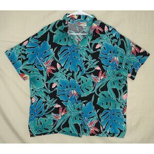 VTG Hilo Hattie The Hawaiian Original Shirt Blue Floral Cotton Retro Men's Large